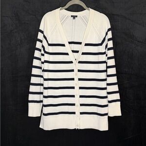 Talbots Black and White Striped Cardigan